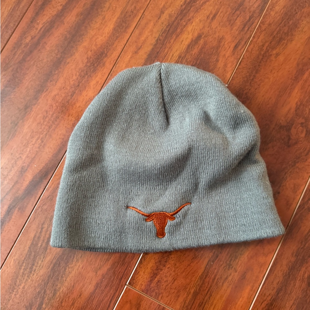 Gray and Orange Knit Beanie Hat